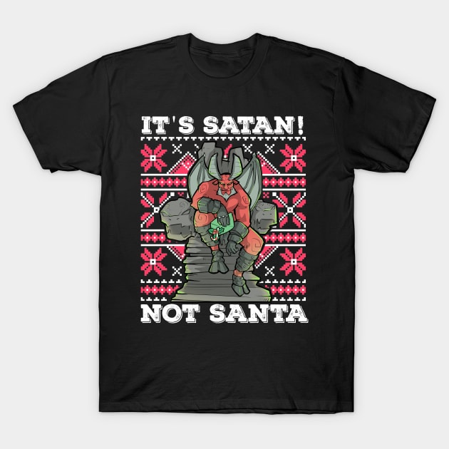 Ugly Christmas Satan Satanic Santa Devil Gothic Occult Goth T-Shirt by TellingTales